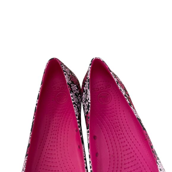 Crocs Mondo Roses Cap Toe Ballet Flats Artsy Y2K Floral Pink Blue Womens 9 - Picture 7 of 7